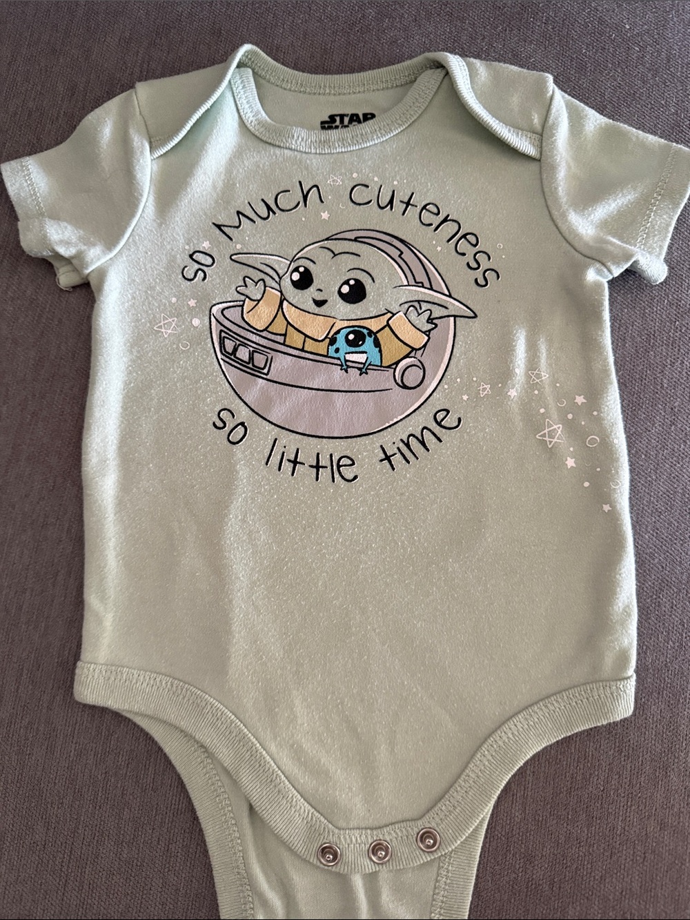 Star Wars Green Baby Yoda 'So Much Cuteness' Short Sleeve One-Piece